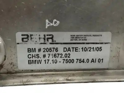 Peça sobressalente para automóvel em segunda mão radiador de óleo do motor por bmw x5 (e53) 3.0 d referências oem iam 17107500754  