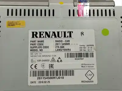 Автозапчастина б/у gps навігаційна система для renault clio iv (bh_) 1.5 dci 90 посилання на oem iam 281154500r  lan5210wr4