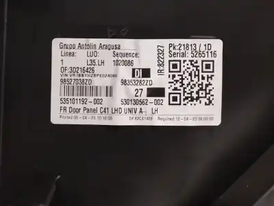 Автозапчастина б/у оббірка передніх дверей ліва для citroen c4 iii (ba_, bb_, bc_) 1.2 puretech 130 (bahnsa, bahnsb) посилання на oem iam 98353282zd  