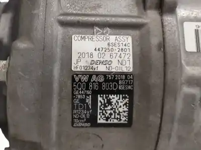 Peça sobressalente para automóvel em segunda mão compressor de ar condicionado a/a a/c por seat leon st (5f8) 2.0 tdi referências oem iam 5q0816803d  4472502801