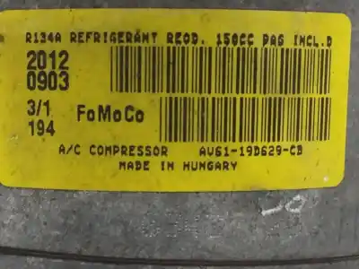 Peça sobressalente para automóvel em segunda mão compressor de ar condicionado a/a a/c por ford c-max 1.6 16v ti-vct cat referências oem iam av6119d629cb  r134a
