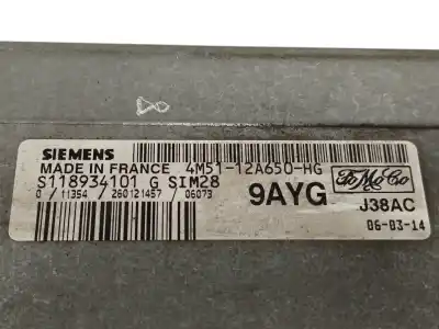 Second-hand car spare part ecu engine control for ford focus berlina (cap) 1.6 16v cat oem iam references 4m5112a650hg  
