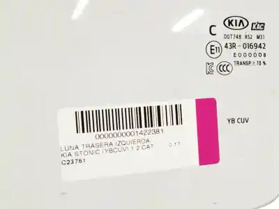 Peça sobressalente para automóvel em segunda mão vidro traseiro esquerdo por kia stonic (yb) 1.2 cvvt referências oem iam   