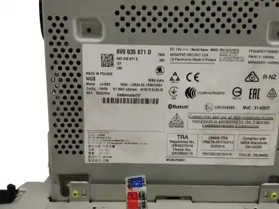 Second-hand car spare part audio system / radio cd for skoda fabia combi 1.0 mpi oem iam references 6v0035871d  