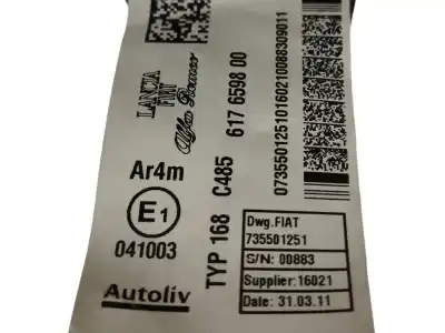 Pezzo di ricambio per auto di seconda mano cintura di sicurezza posteriore destra per abarth punto evo 1.4 (199.axx1b) riferimenti oem iam 735501251  