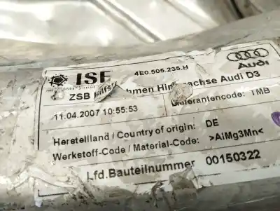 Автозапчастина б/у задня вісь для audi a8 (4e2) 3.0 v6 24v tdi посилання на oem iam 4e0505235h  