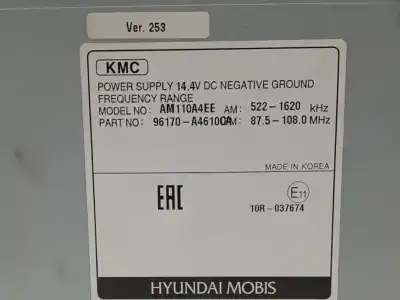 Second-hand car spare part audio system / radio cd for kia carens iv 1.7 crdi oem iam references 96170a46100  am110a4ee