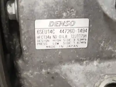 Peça sobressalente para automóvel em segunda mão compressor de ar condicionado a/a a/c por toyota corolla (e15) 1.6 16v cat referências oem iam 4472601494  6seu14c