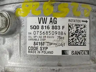 Peça sobressalente para automóvel em segunda mão compressor de ar condicionado a/a a/c por seat leon st (5f8) 1.5 tsi referências oem iam 5q0816803f  