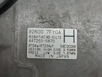 Автозапчастина б/у компресор кондиционера для nissan x-trail iii (t32_, t32r, t32rr) 1.3 dig-t посилання на oem iam 926007fy0a 6sbh14c 4472505870