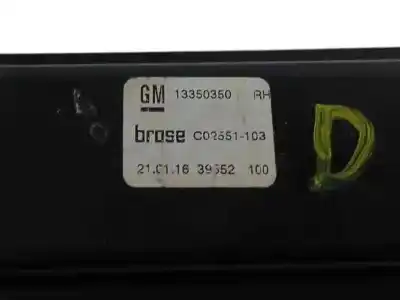 Second-hand car spare part passenger side right window regulator for opel adam 1.4 16v cat (a 14 xel / ldd / l2z) 87 cv / 64 kw oem iam references 13350350  