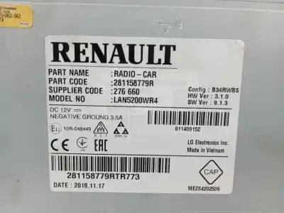 Автозапчасти б/у многофункциональный дисплей за renault captur i (j5_, h5_) 1.5 dci 90 ссылки oem iam 281158779r  