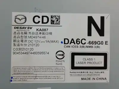 Автозапчасти б/у аудиосистема / радио cd за mazda cx-3 (dk) 2.0 skyactiv-g ссылки oem iam da6c669g0e  md497446