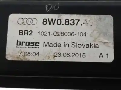 Second-hand car spare part passenger side right window regulator for audi a4 b9 (8w2, 8wc) 2.0 tdi quattro oem iam references 8w0837462  8w0959802