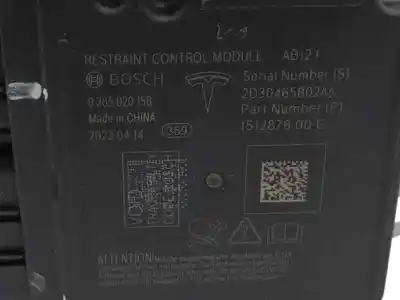 Peça sobressalente para automóvel em segunda mão centralina de airbag por tesla model 3 (5yj3) ev referências oem iam 151287600e  0285020158