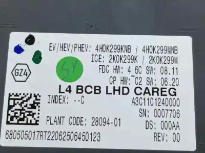 Second-hand car spare part dashboard for renault megane e-tech suv ev60 oem iam references 4h0k299knb a3c1101240000 4h0k299mnb