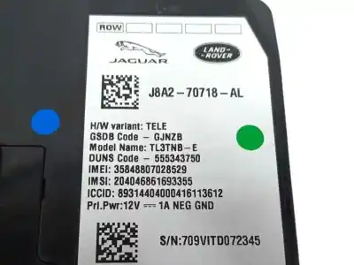 İkinci el araba yedek parçası elektronik modül için jaguar f-pace (x761) 2.0 td4 awd oem iam referansları j8a270718al  