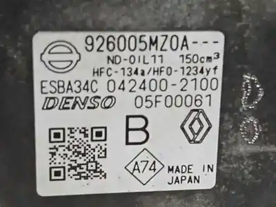 Second-hand car spare part air conditioning compressor for renault megane e-tech suv ev60 oem iam references 926005mz0a  05f00061