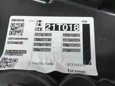 Автозапчастина б/у регулятор переднього правого скла для mercedes-benz gla (h247) gla 200 d (247.712) посилання на oem iam a2477202006  