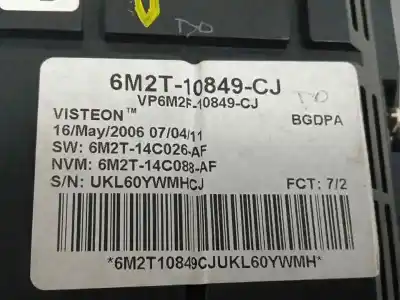 Pezzo di ricambio per auto di seconda mano pannello degli strumenti per ford s-max (ca1) 2.0 tdci cat riferimenti oem iam 6m2t10849  6m2t10849cj