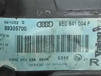 Second-hand car spare part right headlight for audi a4 b7 (8ec) 2.0 oem iam references 8e0941004f  