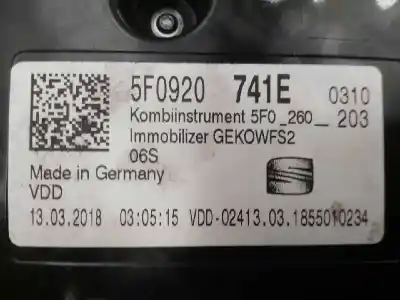 Peça sobressalente para automóvel em segunda mão quadrante por seat leon (5f1) style referências oem iam 5f0920741e  5f0920741e