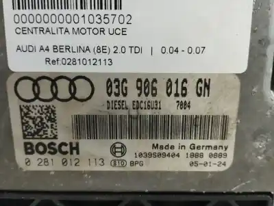 Second-hand car spare part ecu engine control for audi a4 berlina (8e) 2.0 tdi oem iam references 0281012113 03g906016gn 0281012113