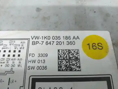 Автозапчастина б/у аудіо система / радіо cd для volkswagen caddy ka/kb (2k) furg. посилання на oem iam 1k0035186aa  1k0035186aa