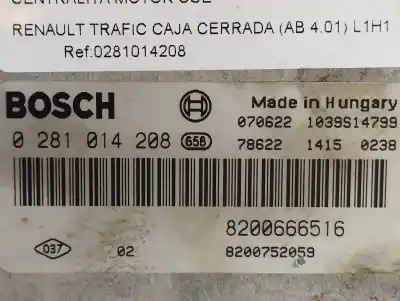 Second-hand car spare part ecu engine control for renault trafic combi (ab 4.01) 9 - plazas (l1h1) acristalado. combi corto oem iam references 0281014208 0281014208 8200666516 