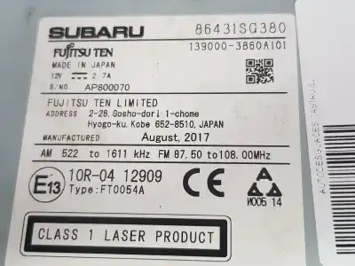 Second-hand car spare part audio system / radio cd for subaru forester (s12/sh) 2.0 sport plus oem iam references 86431sg380  