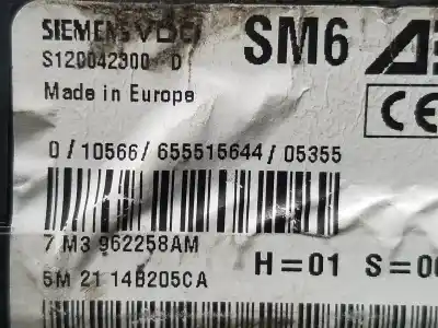 Second-hand car spare part fuse box unit for volkswagen sharan (7m6/7m9) 2.0 tdi oem iam references 7m3962258am s120042300d 7m3962258am
