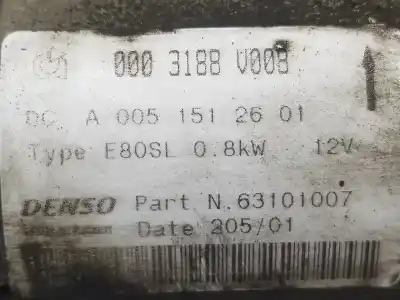 Piesă de schimb auto la mâna a doua electromotor pentru smart coupe edition bluemotion referințe oem iam a0051512601 0003188v008 a0051512601