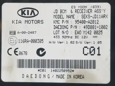 Second-hand car spare part electronic module for kia cee´d business oem iam references 116ra000385  116ra000385