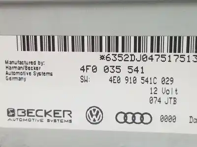 Pezzo di ricambio per auto di seconda mano impianto audio / radio cd per audi a6 berlina (4f2) 2.4 riferimenti oem iam 4f0035541  4f0035541