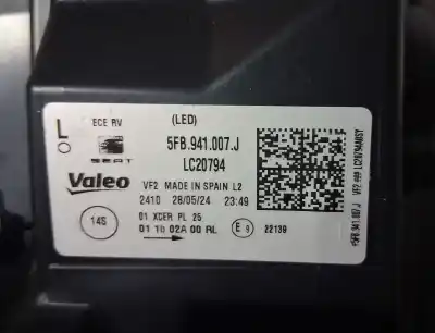 Second-hand car spare part left headlight for seat leon (kl1) fr oem iam references 5fb941007l  992941571ag