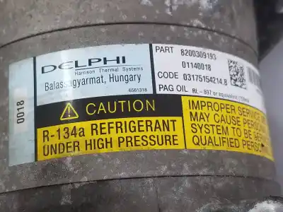 Peça sobressalente para automóvel em segunda mão compressor de ar condicionado a/a a/c por renault scenic ii authentique referências oem iam 8200309193  0018