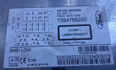 Peça sobressalente para automóvel em segunda mão sistema de áudio / rádio cd por ford ka (ccu) titanium referências oem iam 7354765220  