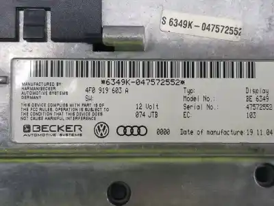 Second-hand car spare part multifunction display for audi a6 berlina (4f2) 3.2 fsi oem iam references 4f0919603a  4f0919603a