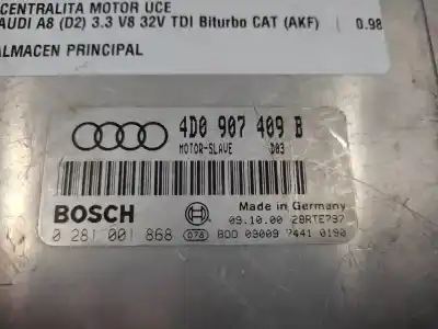Pièce détachée automobile d'occasion calculateur moteur ecu pour audi a8 (d2) 3.3 v8 32v tdi biturbo cat (akf) références oem iam 4d0907409b  0281001868, 28rte797, b000900974410190