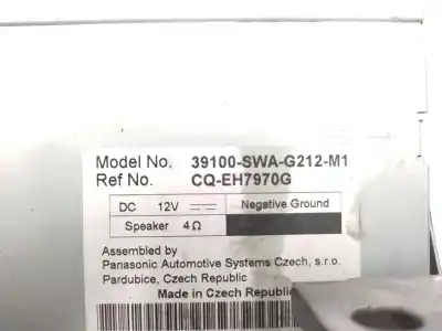 Автозапчастина б/у аудіо система / радіо cd для honda cr-v iii (re_) 2.2 i-dtec 4wd (re6) посилання на oem iam 39100swag212m1  
