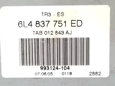 Second-hand car spare part driver left window regulator for seat cordoba berlina (6l2) 1.9 sdi oem iam references 6l4837751ed  6l4837755aa