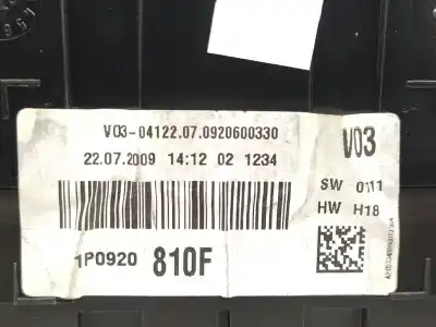 Автозапчастина б/у панель інструментів для seat leon (1p1) reference copa посилання на oem iam 1p0920810f 1p0920810fx a2c53348098
