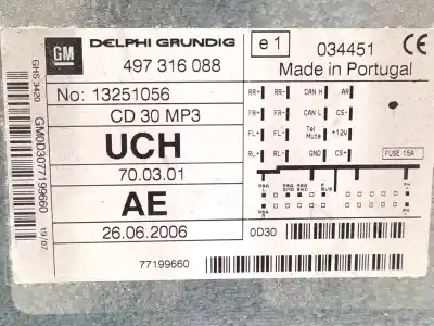 Автозапчастина б/у аудіо система / радіо cd для opel antara 2.0 cdti cat (z 20 dmh / llw) посилання на oem iam 13251056  497316088