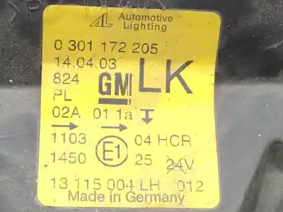 Second-hand car spare part left headlight for opel combo familiar oem iam references 13115004 93173249 0301172205