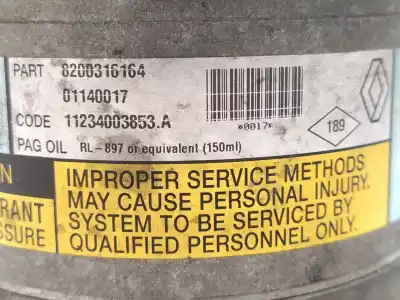 Peça sobressalente para automóvel em segunda mão compressor de ar condicionado a/a a/c por renault megane ii (bm0/1_, cm0/1_) 1.5 dci (bm02, bm13, bm2a, cm02, cm13) referências oem iam 8200316164  