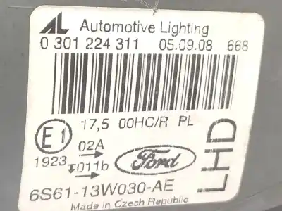 Автозапчастина б/у ліва фара для ford fiesta vi (cb1, ccn) 1.4 tdci посилання на oem iam 6s6113w030ae 0301224311 1526776