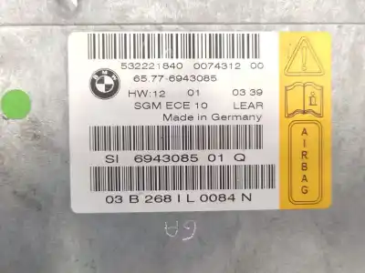 Peça sobressalente para automóvel em segunda mão centralina de airbag por bmw 5 (e60) 520 i referências oem iam 655776943085  