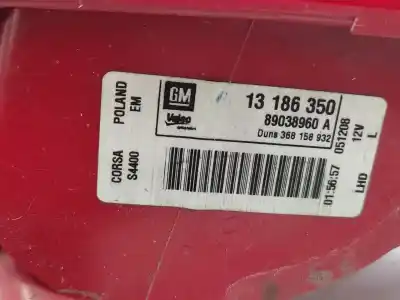 Pezzo di ricambio per auto di seconda mano lampada posteriore sinistra per opel corsa d (s07) 1.4 (l08, l68) riferimenti oem iam 13186350 89038960 93189092