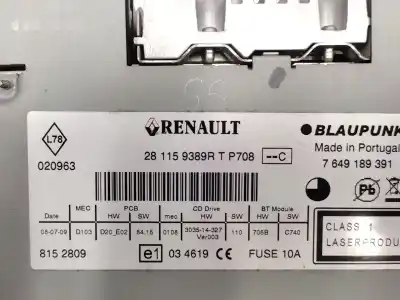 Peça sobressalente para automóvel em segunda mão sistema de áudio / rádio cd por renault scénic iii (jz0/1_) 1.9 dci (jz0j, jz1j, jz1k, jz1s) referências oem iam 281159389r  