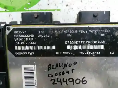 Second-hand car spare part ecu engine control for citroen berlingo 1.9 d multispace oem iam references 9650359580 r04080034b 9650360280